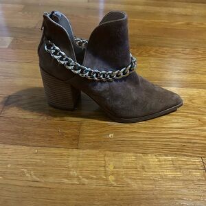 Steve Madden Chocolate Ankle Booties with Chain Accent